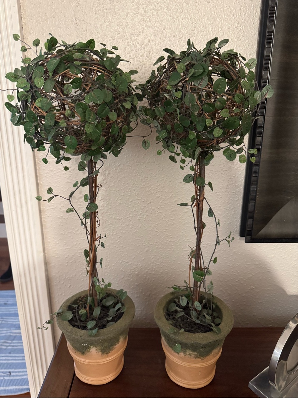 Silk Plants Direct Angel Vine Ball Topiary - Green Two Tone - Pack of 2